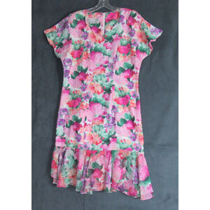 Vintage Maxilou Dress Womens Sz 14 Pink Floral Cottagecore Maxi Retro Church 80s